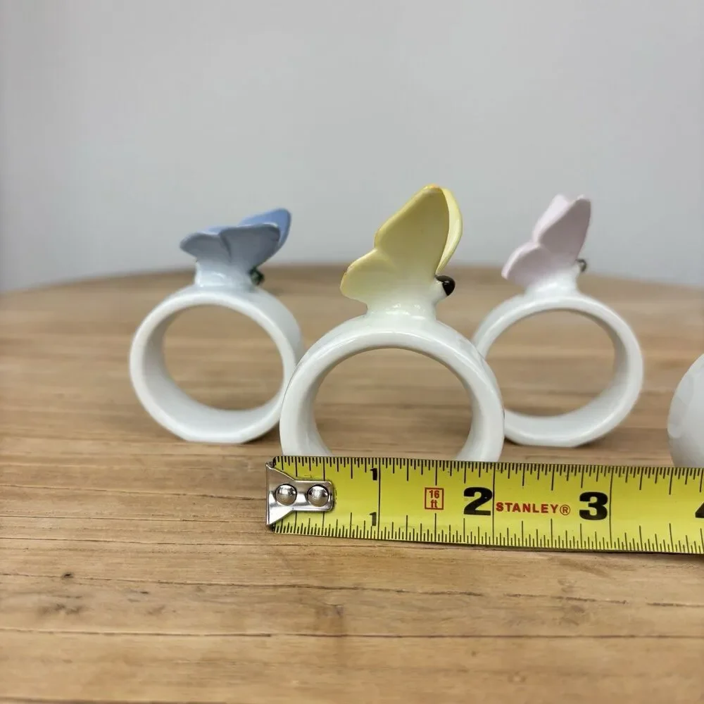 Vtg Butterfly Napkin Rings West Germany Handpainted Bone China Cottagecore